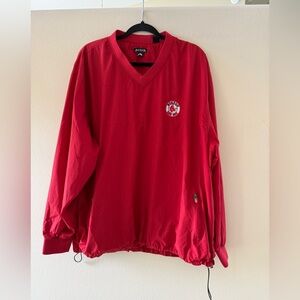 Antigua Men’s Boston Red Sox V-Neck Windbreaker Pullover with Team Crest